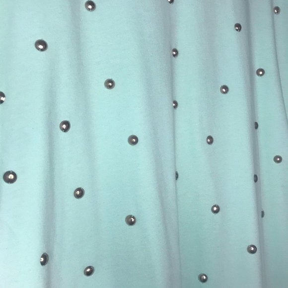 Mint T-Shirt with Silver Pearl Grommets Size L - Picture 3 of 4